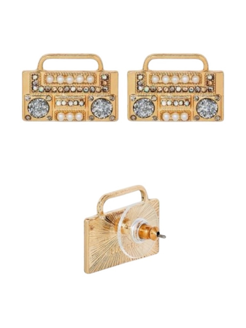 Sugarfix by Baublebar “Tune it Up” Gold Boombox Earrings